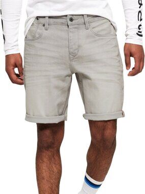 Superdry Vista Grey Bike Jean Shorts Loose Fit Cotton Blend British Design